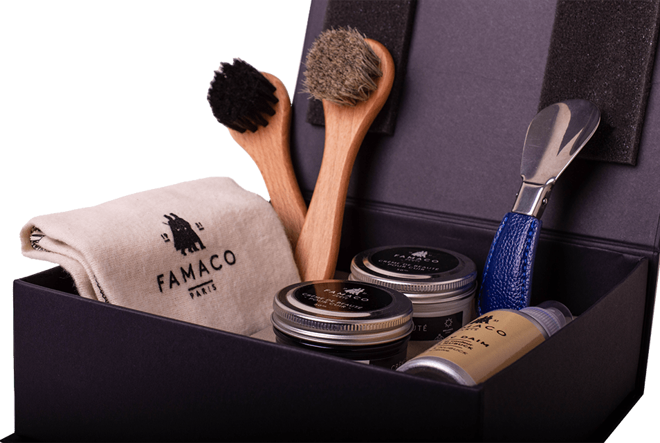 Shoe Shine Kit Premium Gift for Leather Footwear Care by Famaco Paris ValentinoGaremi