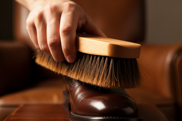 Shoe Shine Brush – Long Shaft Slotted Horsehair by Valentino Garemi - ValentinoGaremi