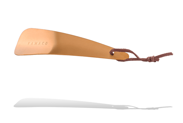 Metal Shoe Horn – Chrome Laser Engraved with Leather String by Famaco - ValentinoGaremi